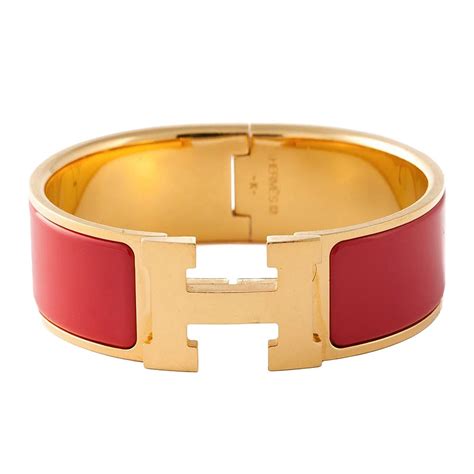 hermes red and gold h bracelet|authentic hermes clic clac bracelet.